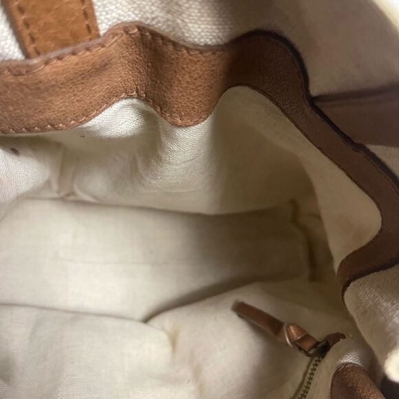 Bimba & Lola canvas khaki& tan leather trim and strap bucket style shoulder bag - Picture 11 of 13